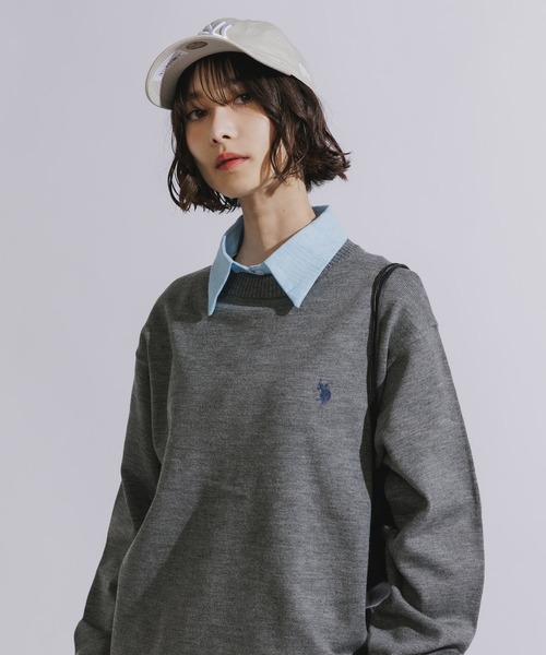 U.S. POLO ASSN.(ユーエスポロアッスン)の「U.S. POLO ASSN./ユーエスポロアッスン クルーニット ワンポイント(ニット/セーター・メンズ・ネイビー/オートミール/ブラック/グレー・L/M/S)」の2枚目の写真