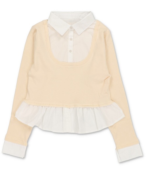 SPINNS（スピンズ）の「配色が可愛い★シャツ風ワンホン系ドッキングニット（ニット/セーター・レディース・ネイビー/アイボリー/ワイン/グレー・ONESIZE）」の20枚目の写真