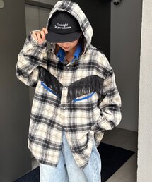 SOUNDSGOOOOD | 【SOUNDS GOOOOD】ネルチェック刺繍フリンジフードウエスタンシャツ(シャツ/ブラウス)