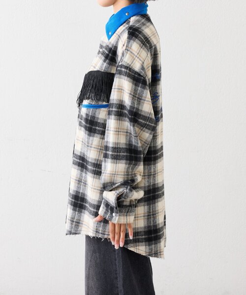 SOUNDSGOOOOD(サウンズグッド)の「【SOUNDS GOOOOD】ネルチェック刺繍フリンジフードウエスタンシャツ(シャツ/ブラウス・レディース・オフホワイト・ONE SIZE)」の11枚目の写真