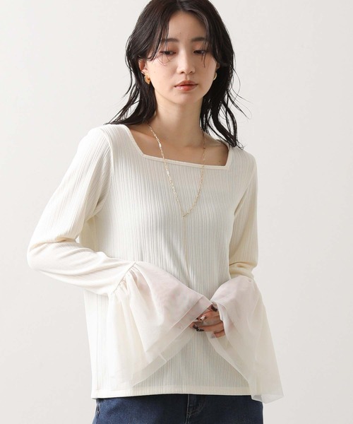 Gready Brilliant(グレディブリリアン)の「LUリブスクエアネックカットソー(Tシャツ/カットソー・レディース・アイボリー/ブラック/キャメル・38)」の2枚目の写真