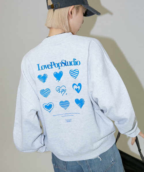 FREAK'S STORE(フリークスストア)の「PUBLUX/パブリュクス LOVE POP STUDIO HEART GRAPHIC SWEAT(限定展開)(スウェット・メンズ・ライトグレー/ネイビー/ブラック・SMALL/MEDIUM/LARGE)」の20枚目の写真