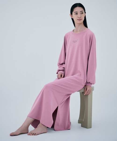 TENTIAL BAKUNE　ワンピース　ピンク　Mサイズ　ルームウェア BAKUNE スウェット ウィメンズ ロングスリーブ ワンピース（ルーム