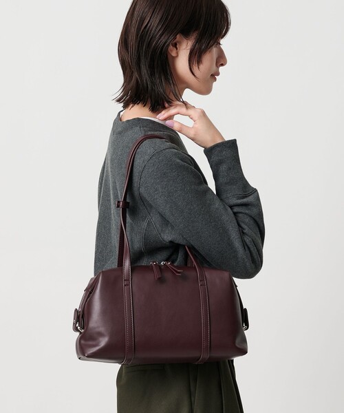 レザーライク ジップ スクエア ボストンバッグ（ボストンバッグ