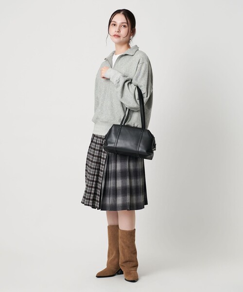 BEAUTY&YOUTH UNITED ARROWS（ビューティーアンドユースユナイテッドアローズ）の「レザーライク ジップ スクエア ボストンバッグ（ボストンバッグ・レディース・ワイン/ブラック・FREE）」の6枚目の写真