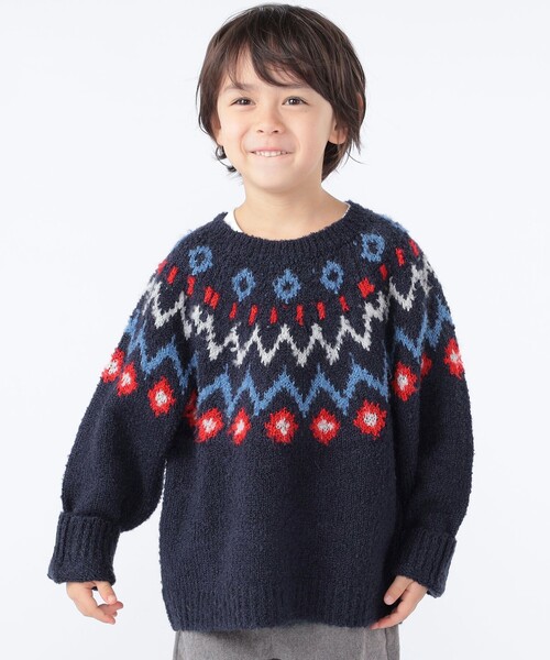 SHIPS（シップス）の「SHIPS KIDS:100～130cm /〈洗濯機可能〉フェアアイル柄 ニット（ニット/セーター・キッズ・トップグレー/ネイビー・120/110/100/130）」の21枚目の写真