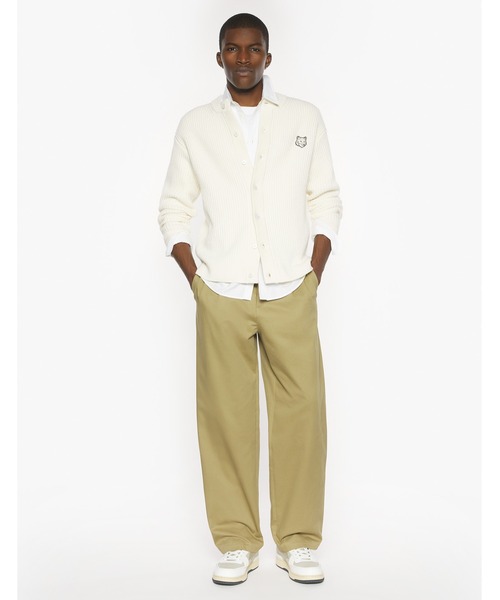 Maison Kitsune（メゾンキツネ）の「FOX HEAD WOOL RIBBED CARDIGAN（カーディガン/ボレロ・メンズ・ホワイト/ブラック・S/M/L/XS/XL）」の4枚目の写真