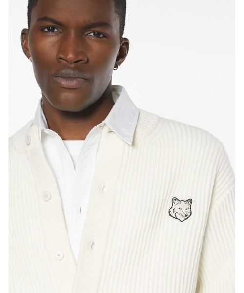 Maison Kitsune（メゾンキツネ）の「FOX HEAD WOOL RIBBED CARDIGAN（カーディガン/ボレロ・メンズ・ホワイト/ブラック・S/M/L/XS/XL）」の8枚目の写真