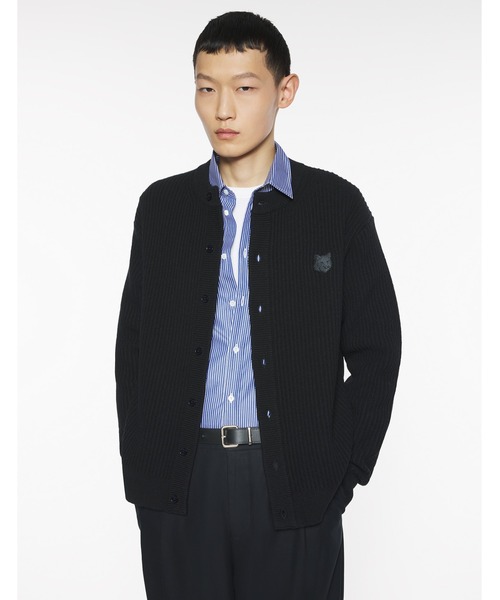 Maison Kitsune（メゾンキツネ）の「FOX HEAD WOOL RIBBED CARDIGAN（カーディガン/ボレロ・メンズ・ホワイト/ブラック・S/M/L/XS/XL）」の13枚目の写真