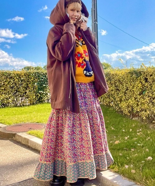 チャイハネ（チャイハネ）の「【チャイハネ】バグルアティアードスカート（スカート・レディース・オレンジ/ピンク・FREE）」の5枚目の写真