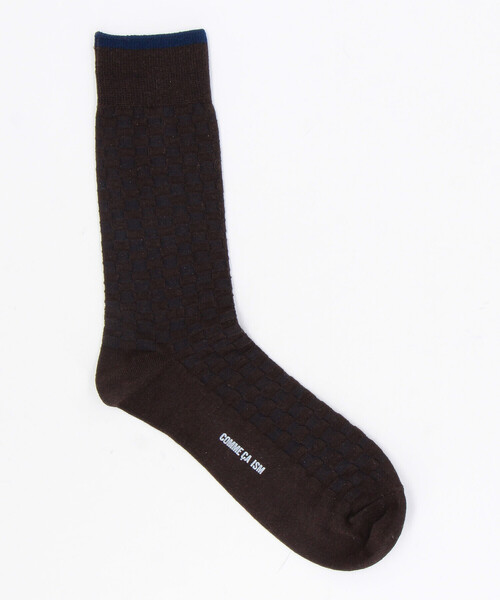 COMME CA ISM(コムサイズム)の「リンクス 市松柄 ソックス(ソックス/靴下・メンズ・ネイビー/ダークブラウン/ブラック・27cm)」の2枚目の写真