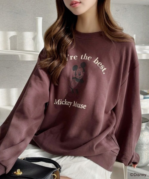 TREOVER（トレオーバー）の「≪Mickey Mouse≫ 裏毛ビッグプルオーバー（Tシャツ/カットソー・レディース・チャコール/オートミール/ブラウン・FREE）」の3枚目の写真