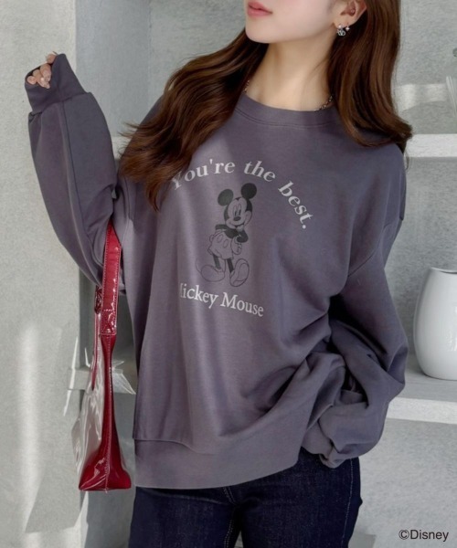TREOVER（トレオーバー）の「≪Mickey Mouse≫ 裏毛ビッグプルオーバー（Tシャツ/カットソー・レディース・チャコール/オートミール/ブラウン・FREE）」の2枚目の写真