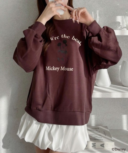 TREOVER（トレオーバー）の「≪Mickey Mouse≫ 裏毛ビッグプルオーバー（Tシャツ/カットソー・レディース・チャコール/オートミール/ブラウン・FREE）」の6枚目の写真