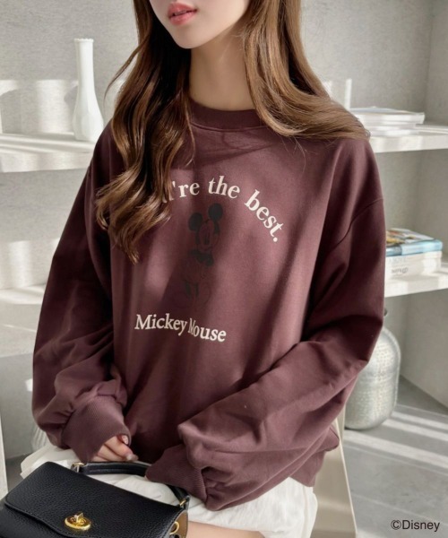 TREOVER（トレオーバー）の「≪Mickey Mouse≫ 裏毛ビッグプルオーバー（Tシャツ/カットソー・レディース・チャコール/オートミール/ブラウン・FREE）」の11枚目の写真