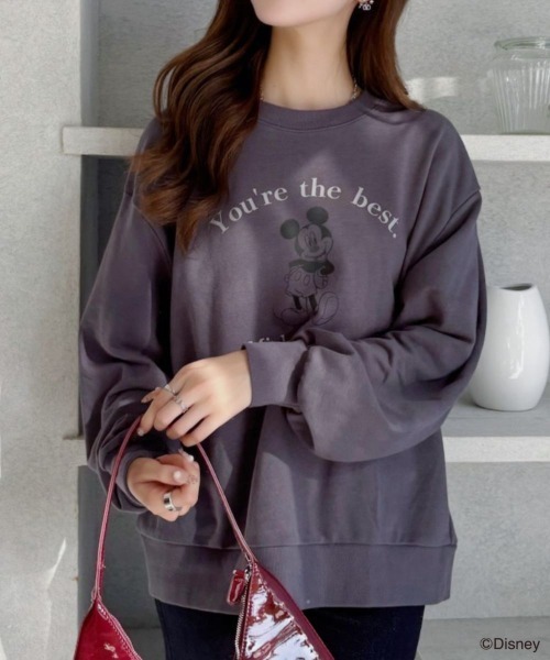 TREOVER（トレオーバー）の「≪Mickey Mouse≫ 裏毛ビッグプルオーバー（Tシャツ/カットソー・レディース・チャコール/オートミール/ブラウン・FREE）」の14枚目の写真