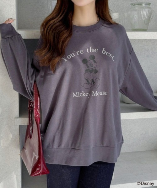 TREOVER（トレオーバー）の「≪Mickey Mouse≫ 裏毛ビッグプルオーバー（Tシャツ/カットソー・レディース・チャコール/オートミール/ブラウン・FREE）」の15枚目の写真
