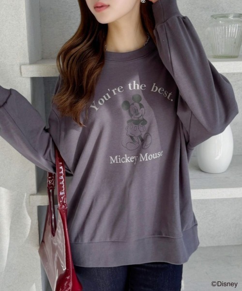 TREOVER（トレオーバー）の「≪Mickey Mouse≫ 裏毛ビッグプルオーバー（Tシャツ/カットソー・レディース・チャコール/オートミール/ブラウン・FREE）」の16枚目の写真
