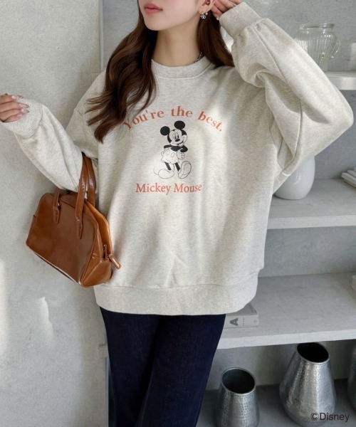 TREOVER（トレオーバー）の「≪Mickey Mouse≫ 裏毛ビッグプルオーバー（Tシャツ/カットソー・レディース・チャコール/オートミール/ブラウン・FREE）」の20枚目の写真