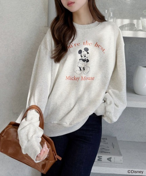 TREOVER（トレオーバー）の「≪Mickey Mouse≫ 裏毛ビッグプルオーバー（Tシャツ/カットソー・レディース・チャコール/オートミール/ブラウン・FREE）」の22枚目の写真