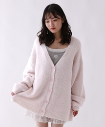 シャギーニット」に該当するピンク/桃色系のレディースファッション