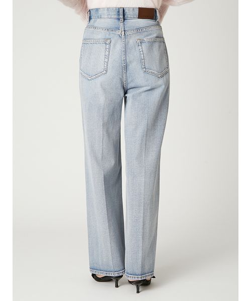【ほぼ新品】【FRAY I.D】ハイウエストセンタープレスワイドデニムLBLU FRAY I.D（フレイアイディー）の「ハイウエストセンタープレスワイド