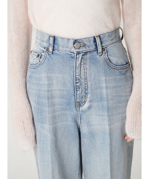 【ほぼ新品】【FRAY I.D】ハイウエストセンタープレスワイドデニムLBLU ハイウエストセンタープレスワイドデニム(ロングパンツ)｜パンツ｜FRAY