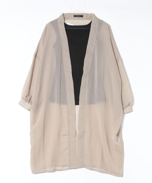 INTERPLANET（インタープラネット）の「シフォン楊柳ガウン＋リブタンクＳＥＴ（シャツ/ブラウス・レディース・グレイッシュベージュ/オフホワイト/モカ・FREE）」の2枚目の写真