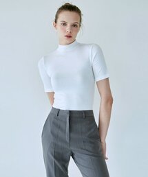 [ESSENTIAL] MOCK NECK HALF TOP_IVORY