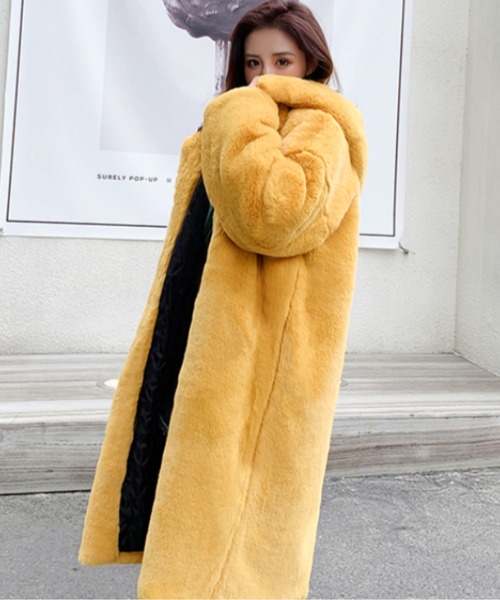 【美品】suprema イタリア製 ムートンコート サイズ44 イエロー刺繍　L suprema イタリア製 ボア ムートンコート サイズ44 イエロー 刺繍 ボア