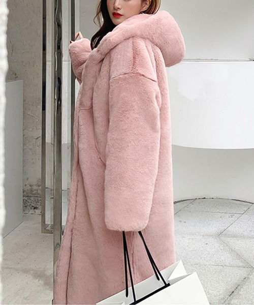 美品✩本物✩ムートンコート✩柔らか✩フード有り✩ファーコート✩軽い フード付マルチwayフェイクファーコート/MAJESTIC LEGON