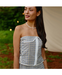 BITTER CELLS（ビターセルズ）の「プリティスチェックレーストップ-ブルー（その他トップス）」