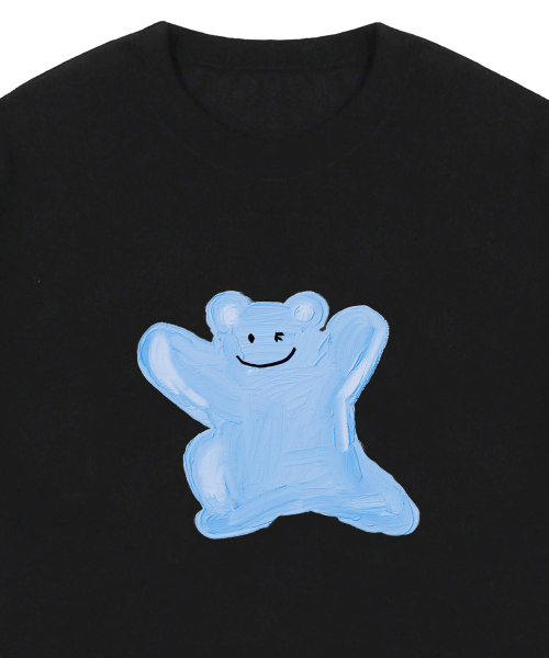 GRAVER（グレーバー）の「[ユニセックス]ブルーペインティングビッグベアスマイル半袖Tシャツ_ブラック（Tシャツ/カットソー・レディース・ブラック・SMALL/MEDIUM/LARGE/X-LARGE）」の3枚目の写真