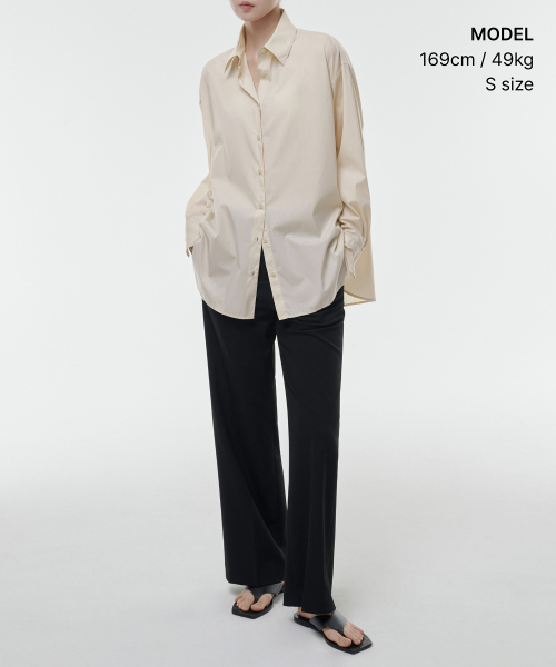 MUSINSA STANDARD WOMAN（ムシンサスタンダードウーマン）の「ウィメンズコットンナイロンオーバーサイズシャツ[ライトベージュ]（シャツ/ブラウス・レディース・その他・SMALL/MEDIUM/LARGE/X-SMALL）」の2枚目の写真