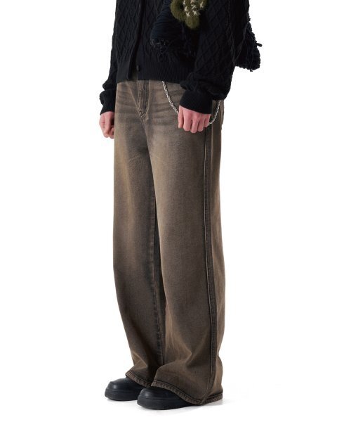 Needlework Denim Pants (Sand Black)（デニムパンツ）｜IUGAMAKARAS 