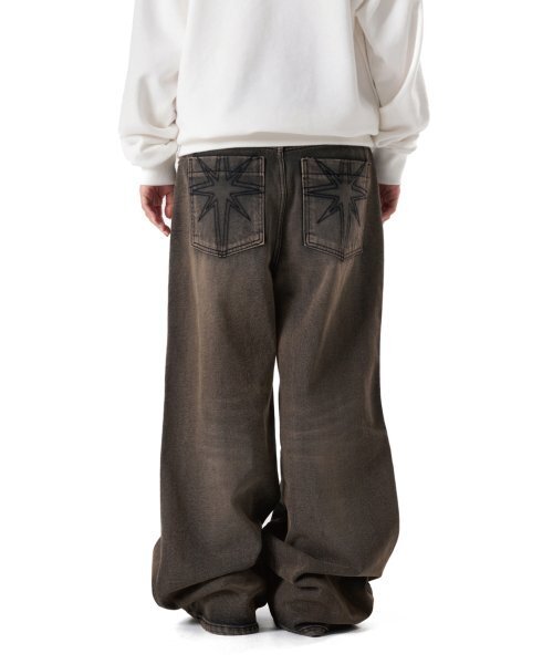 Needlework Denim Pants (Sand Black)（デニムパンツ）｜IUGAMAKARAS 