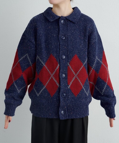 CIAOPANIC TYPY(チャオパニックティピー)の「【UNISEX】アーガイル襟ネップニットカーディガン(カーディガン/ボレロ・レディース・ネイビー/ライトグレー/チャコールグレー・MEDIUM/LARGE)」の20枚目の写真
