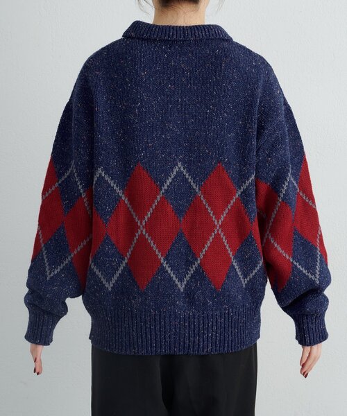 CIAOPANIC TYPY(チャオパニックティピー)の「【UNISEX】アーガイル襟ネップニットカーディガン(カーディガン/ボレロ・レディース・ネイビー/ライトグレー/チャコールグレー・MEDIUM/LARGE)」の22枚目の写真