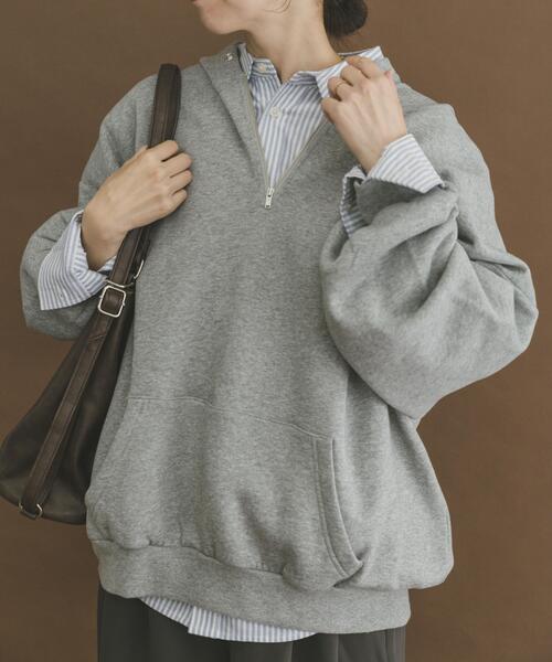 ITEMS URBANRESEARCH（アイテムズ アーバンリサーチ）の「ハイヒートコットンハーフジップスウェット（パーカー・レディース・ベージュ/グレー/ブラック・FREE）」の3枚目の写真