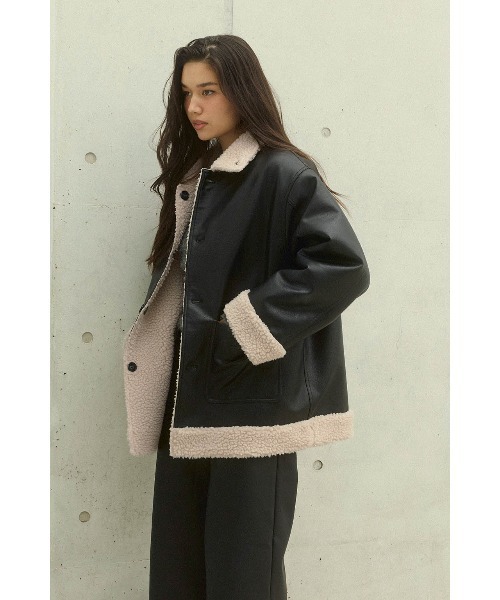 ALEXIA STAM（アリシアスタン）の「Reversible Boa Jacket /リバーシブルムートンボアジャケット（その他アウター・レディース・ブラウン/ブラック・FREE）」の5枚目の写真