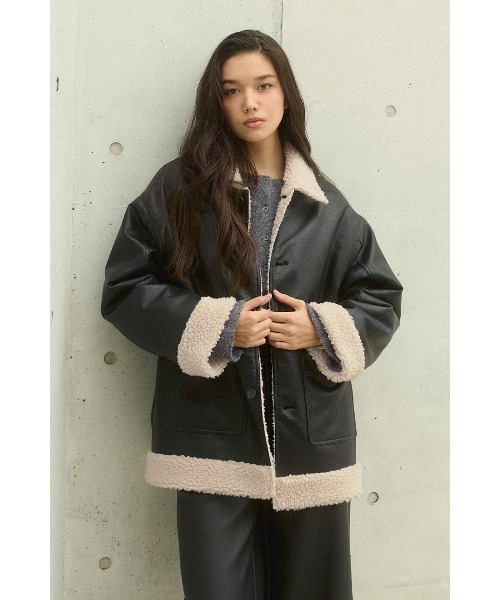 ALEXIA STAM（アリシアスタン）の「Reversible Boa Jacket /リバーシブルムートンボアジャケット（その他アウター・レディース・ブラウン/ブラック・FREE）」の4枚目の写真