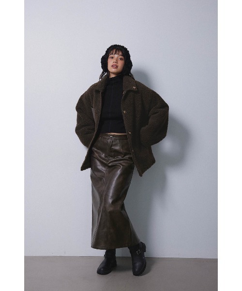 ALEXIA STAM（アリシアスタン）の「Reversible Boa Jacket /リバーシブルムートンボアジャケット（その他アウター・レディース・ブラウン/ブラック・FREE）」の19枚目の写真