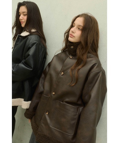 ALEXIA STAM（アリシアスタン）の「Reversible Boa Jacket /リバーシブルムートンボアジャケット（その他アウター・レディース・ブラウン/ブラック・FREE）」の11枚目の写真