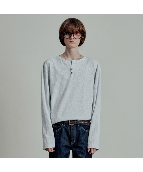 LMOOD(エルムード)の「ヘンリーLDリブロングスリーブTシャツ(3カラー)(Tシャツ/カットソー・メンズ・ライトグレー/ブラック/アイボリー・44/46/48)」の3枚目の写真