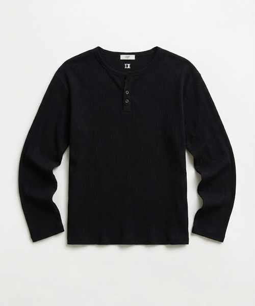 LMOOD(エルムード)の「ヘンリーLDリブロングスリーブTシャツ(3カラー)(Tシャツ/カットソー・メンズ・ライトグレー/ブラック/アイボリー・44/46/48)」の4枚目の写真