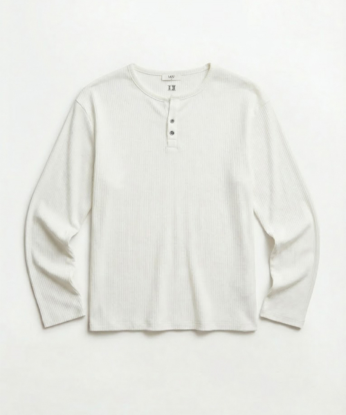 LMOOD(エルムード)の「ヘンリーLDリブロングスリーブTシャツ(3カラー)(Tシャツ/カットソー・メンズ・ライトグレー/ブラック/アイボリー・44/46/48)」の5枚目の写真