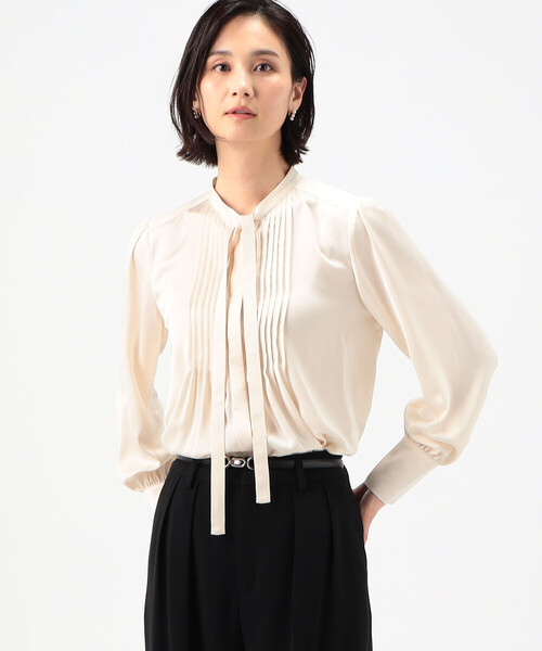 K.T KIYOKO TAKASE(キヨコタカセ)の「〔 TALLサイズ 〕 セレモニーピンタック ボウタイブラウス(シャツ/ブラウス・レディース・アイボリー・15号)」の1枚目の写真