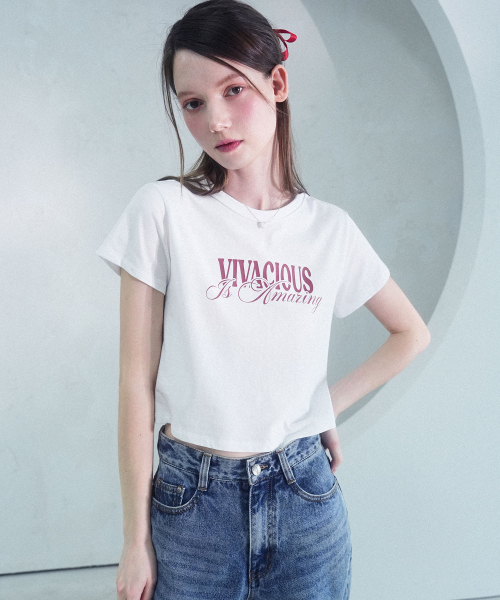 Vivacious（ビバシャス）の「Chill Crop Tee WHITE x BLACK（Tシャツ/カットソー・レディース・ホワイト・SMALL/MEDIUM）」の2枚目の写真