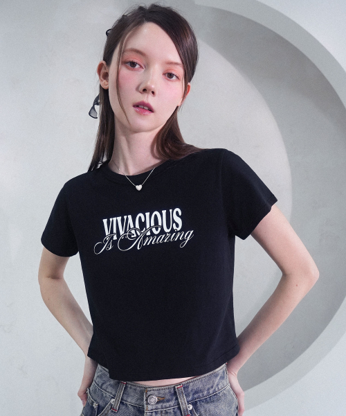 Vivacious（ビバシャス）の「Chill Crop Tee WHITE x BLACK（Tシャツ/カットソー・レディース・ホワイト・SMALL/MEDIUM）」の3枚目の写真