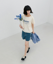 HANE（ハネ）の「[THE H] レースボートネックTシャツ_Mango（Tシャツ/カットソー）」